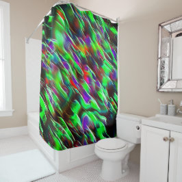 Wellen in grün, rot, lila und lila duschvorhang