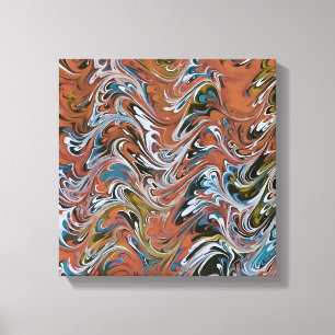 Wellen in roten und blauen Akryllischen Pour Abstr Leinwanddruck