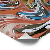 Wellen in roten und blauen Akryllischen Pour Abstr Poster (Ecke)