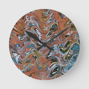 Wellen in roten und blauen Akryllischen Pour Abstr Runde Wanduhr
