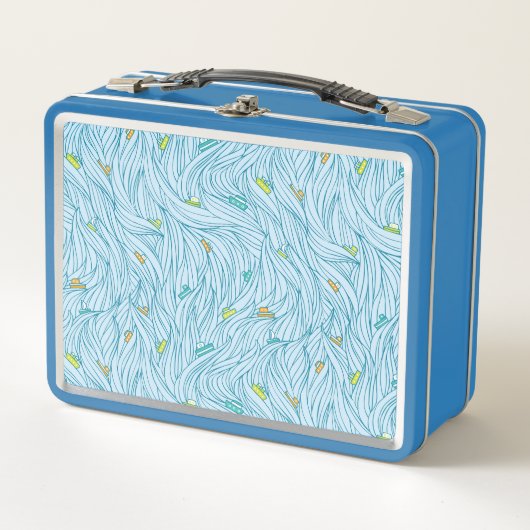 Wellen mit Booten Metall Brotdose (Vorderseite)