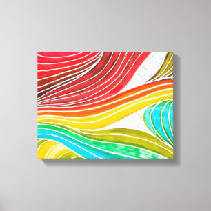 Wellen-Muster gezeichnet durch Watercolor-Farben Leinwanddruck