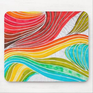Wellen-Muster gezeichnet durch Watercolor-Farben Mousepad