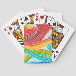 Wellen-Muster gezeichnet durch Watercolor-Farben Spielkarten
