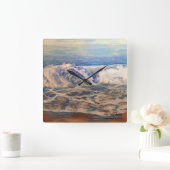 Wellen Originale handgemalte Kunst Quadratische Wanduhr (Zuhause)