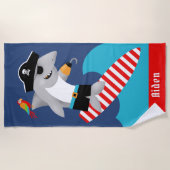 Wellen-Reitsurfender Haifisch-Piraten-Papagei Strandtuch (Vorderseite)