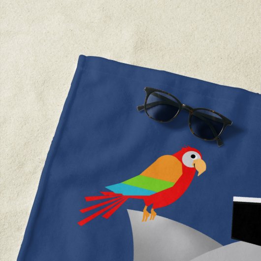 Wellen-Reitsurfender Haifisch-Piraten-Papagei Strandtuch (Beispiel)