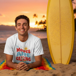 Wellen rufen, muss gehen Surfen Groovy Vintag T-Shirt