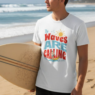 Wellen rufen, muss gehen Surfen Groovy Vintag T-Shirt
