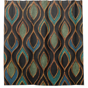 Wellen schnitzen: Bronze-Kupfer-Textur Duschvorhang