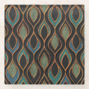 Wellen schnitzen: Bronze-Kupfer-Textur Glasuntersetzer