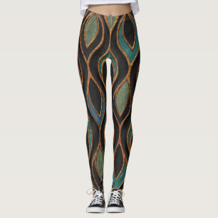 Wellen schnitzen: Bronze-Kupfer-Textur Leggings