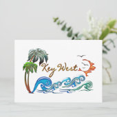 WELLEN-SONNENUNTERGANG KEY WEST der PALMEN-3D. Einladung (Stehend Vorderseite)
