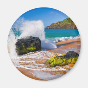 Wellen stürzen am Strand, Hawaii Magnet