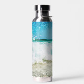 Wellen stürzen mit Sparkle gegen den Strand Trinkflasche (Links)