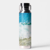 Wellen stürzen mit Sparkle gegen den Strand Trinkflasche (Vorne)