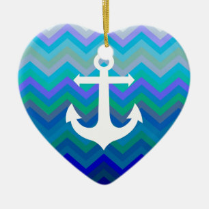 Wellen u. Anker Keramikornament