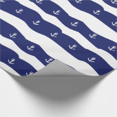 Wellen und Anker SeeGiftwrap Marine-Blau Geschenkpapier (Ecke)