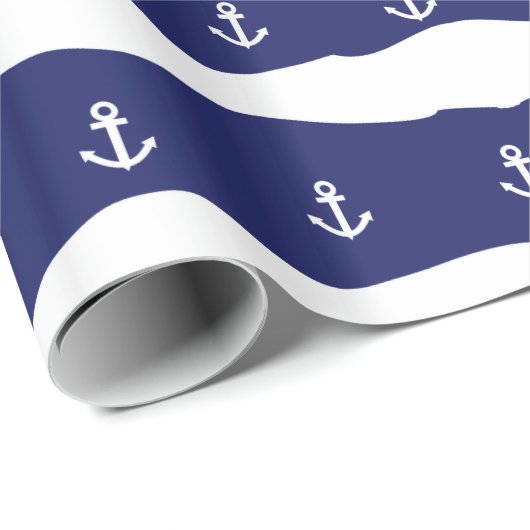 Wellen und Anker SeeGiftwrap Marine-Blau Geschenkpapier (Rolleneckpunkt)