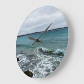 Wellen und Fischerboote im Meer, Große Wanduhr (Winkel)