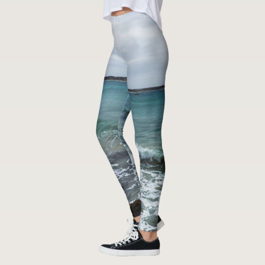 Wellen und Fischerboote im Meer, Leggings (Links)