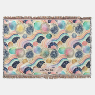 Wellen und Glitzer von Pastel, Rainbow, Abstrakt Decke