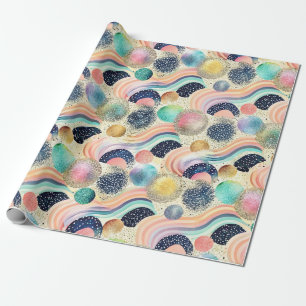 Wellen und Glitzer von Pastel, Rainbow, Abstrakt Geschenkpapier