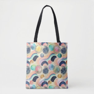 Wellen und Glitzer von Pastel, Rainbow, Abstrakt Tasche