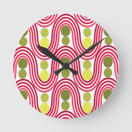 Wellen und Kreise Runde Wanduhr (Vorderseite)