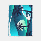 Wellen und Palmen Fleecedecke (Vorderseite)