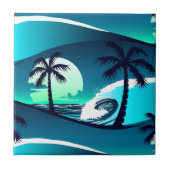 Wellen und Palmen Fliese (Vorderseite)