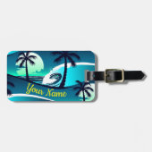 Wellen und Palmen Gepäckanhänger (Vorderseite horizontal)