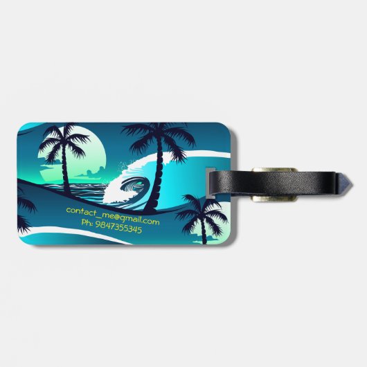 Wellen und Palmen Gepäckanhänger (Rückseite horizontal)