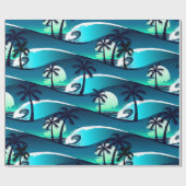 Wellen und Palmen Geschenkpapier (Flach)