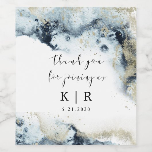 Wellen und Sand-Monogram-Set Weinetikett (Einzelnes Label)