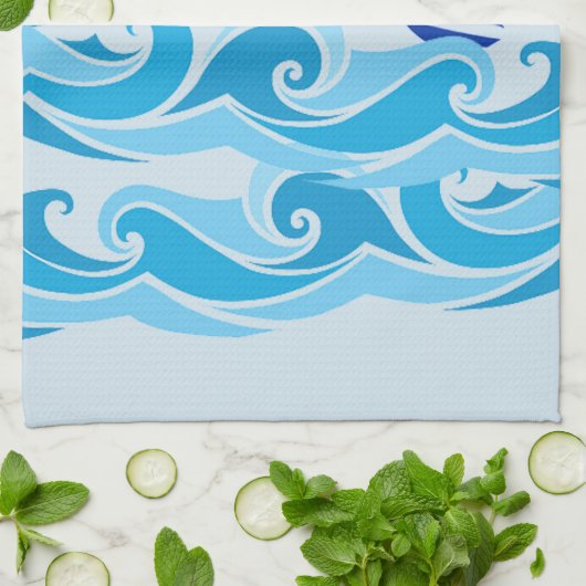 Wellen und Segelboot im Ozean Geschirrtuch (Gefaltet)