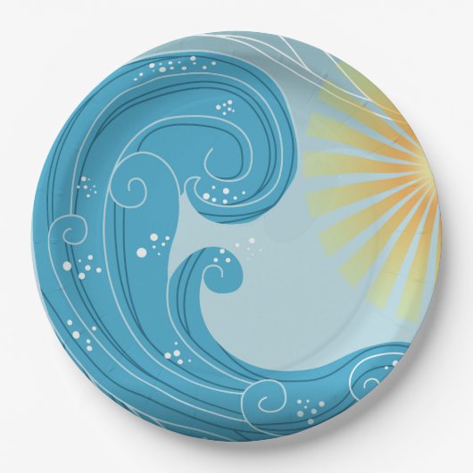 Wellen und Sonnenschein Pappteller (Vorderseite)