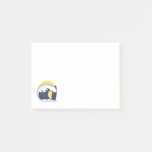 Wellen und Surfbrett Post-it Klebezettel (Vorderseite)