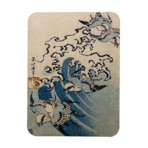 Wellen und Vögel, c.1825 (Farbewoodblock Druck) Magnet
