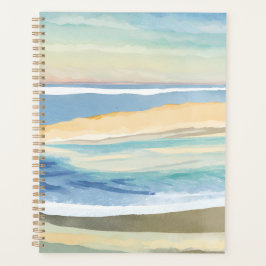 Wellen von Blau | Ozeanstrand-Strand-Aquarell Planer