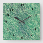 Wellen von Grün Quadratische Wanduhr (Vorderseite)
