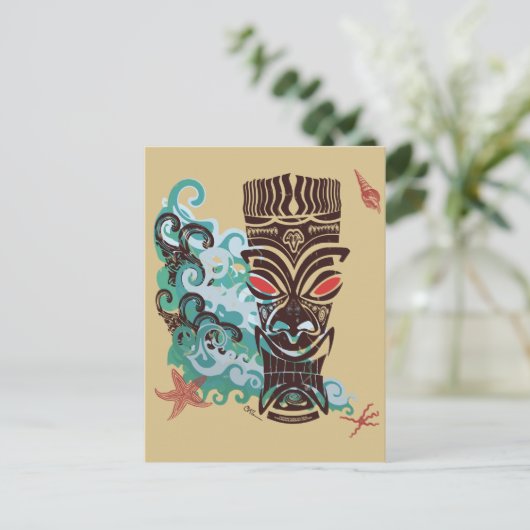 Wellen von TIki Postkarte (Stehend Vorderseite)