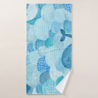 Wellen, Wale, kindische blaue Textur Badehandtuch