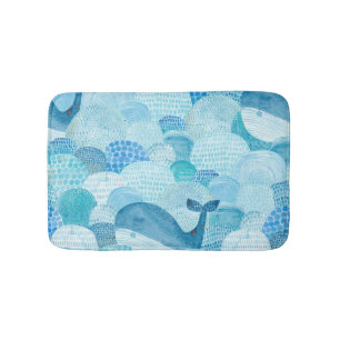 Wellen, Wale, kindische blaue Textur Badematte
