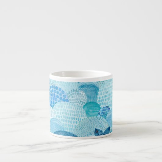 Wellen, Wale, kindische blaue Textur Espressotasse (Vorderseite)