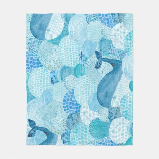 Wellen, Wale, kindische blaue Textur Fleecedecke (Vorderseite)