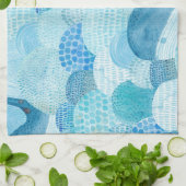 Wellen, Wale, kindische blaue Textur Geschirrtuch (Gefaltet)