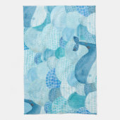 Wellen, Wale, kindische blaue Textur Geschirrtuch (Vertikal)