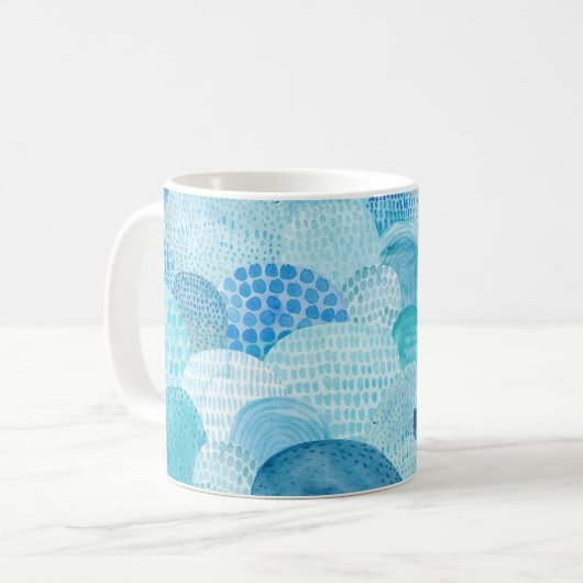 Wellen, Wale, kindische blaue Textur Kaffeetasse (Vorderseite Links)
