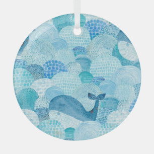 Wellen, Wale, kindische blaue Textur Ornament Aus Glas